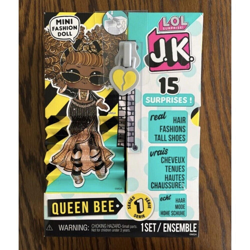 LOL Surprise JK Queen Bee Mini Fashion Doll Playset 15 Surprises Real Hair New